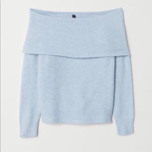 H&M blue off the shoulder sweater